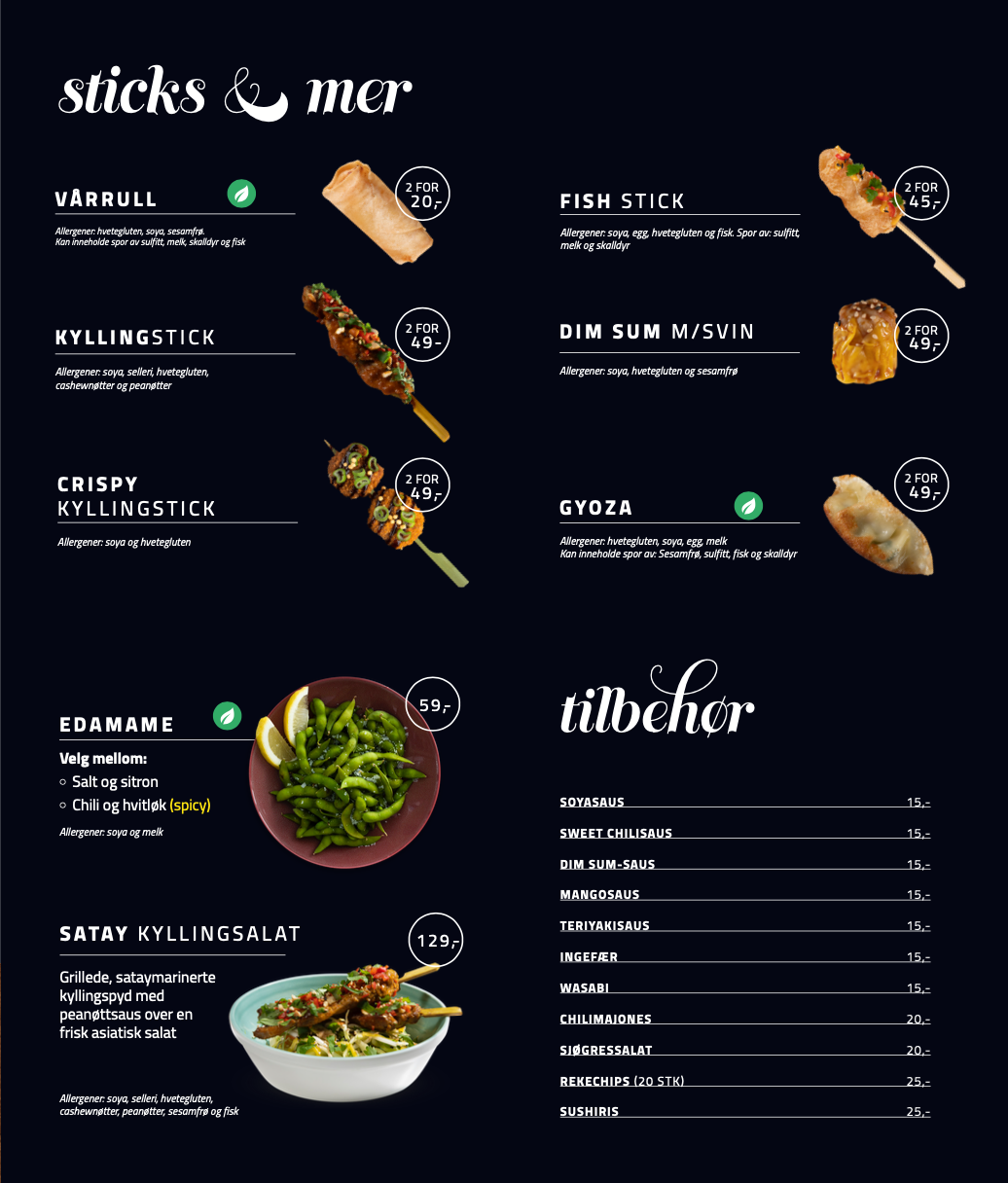 Menyen vår | Sabrura Sticks & Sushi