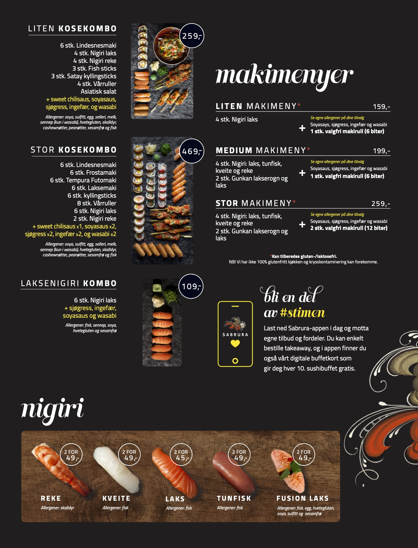 Menyen vår | Sabrura Sticks & Sushi